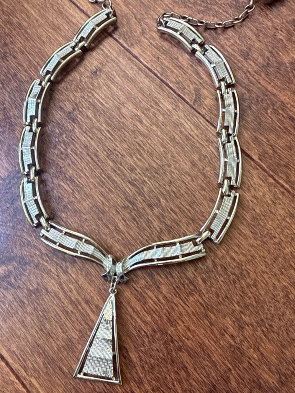 Vintage Mexican Gold-Tone Geometric Pendant Necklace - 16-18”